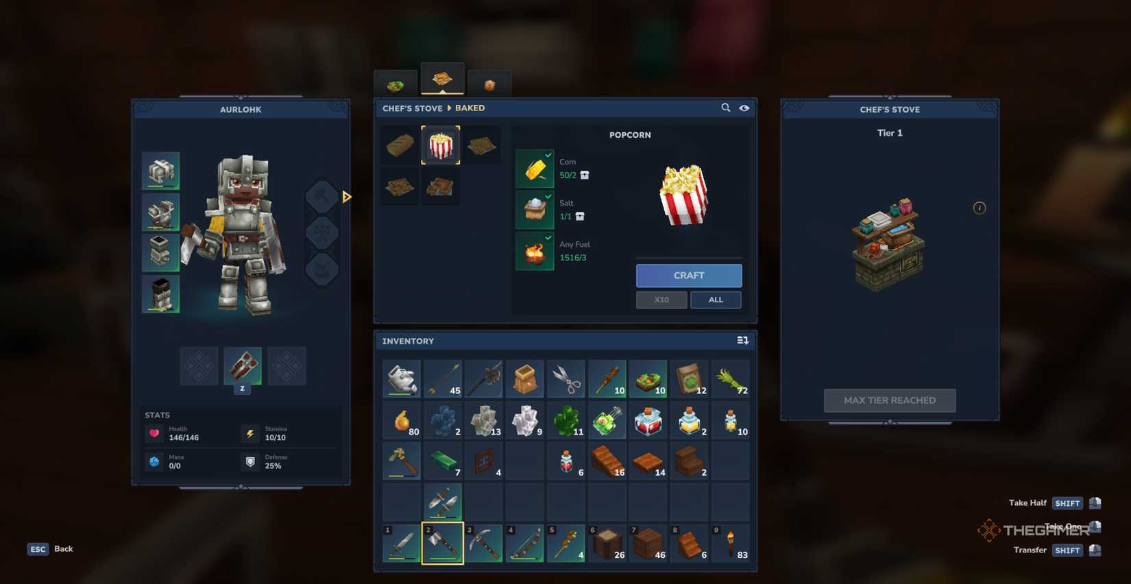 Crafting menu in the cookstove showing several different recipes on the Baking tab in Hytale.