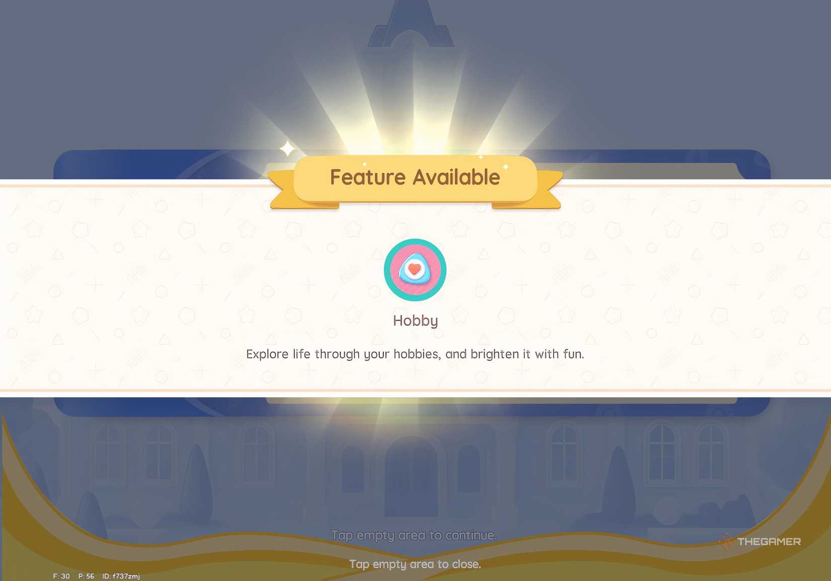 Player unlocking the Hobby feature in Heartopia.