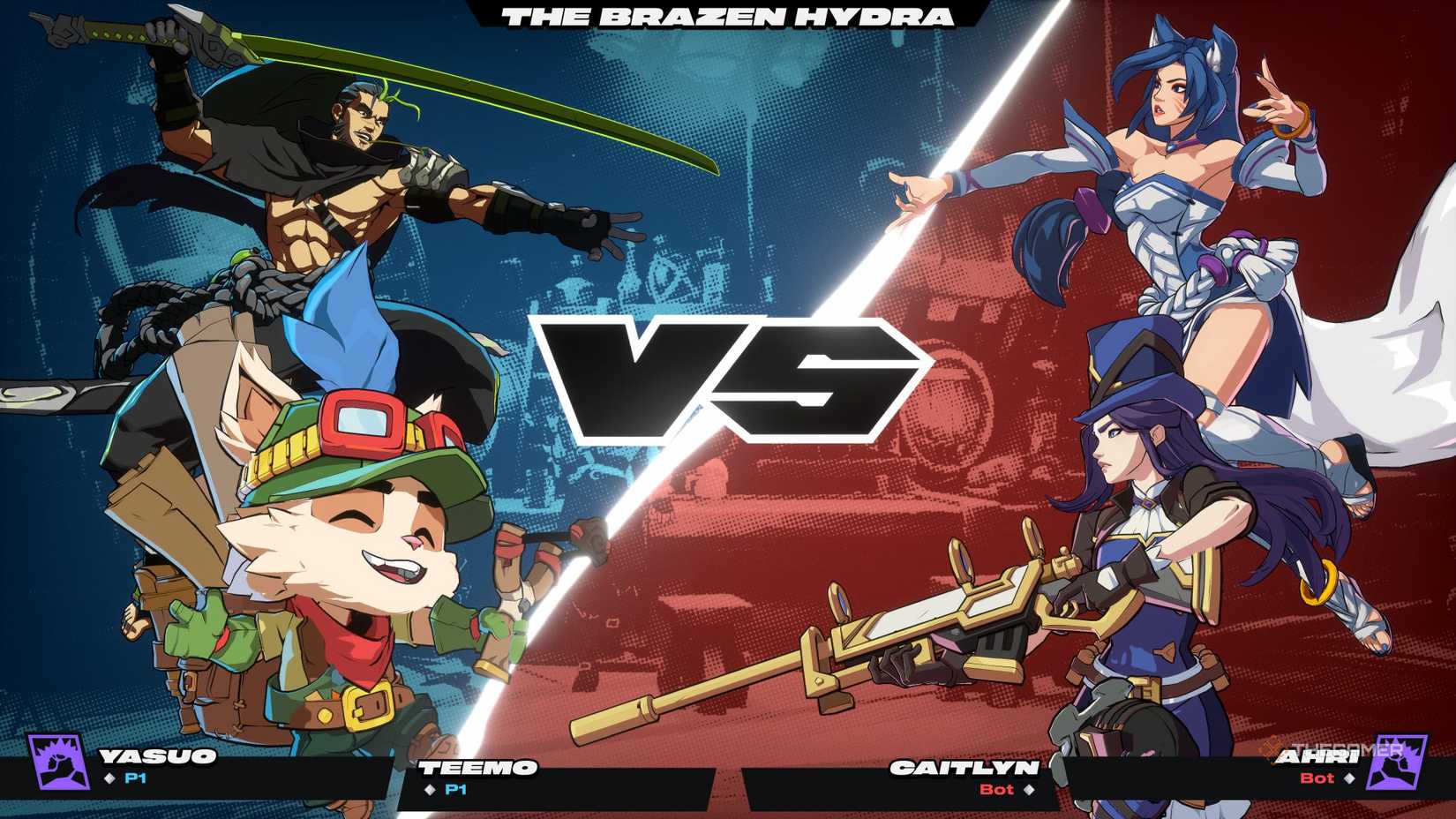 Teemo and Yasuo vs Caitlyn and Ahri in 2XKO.