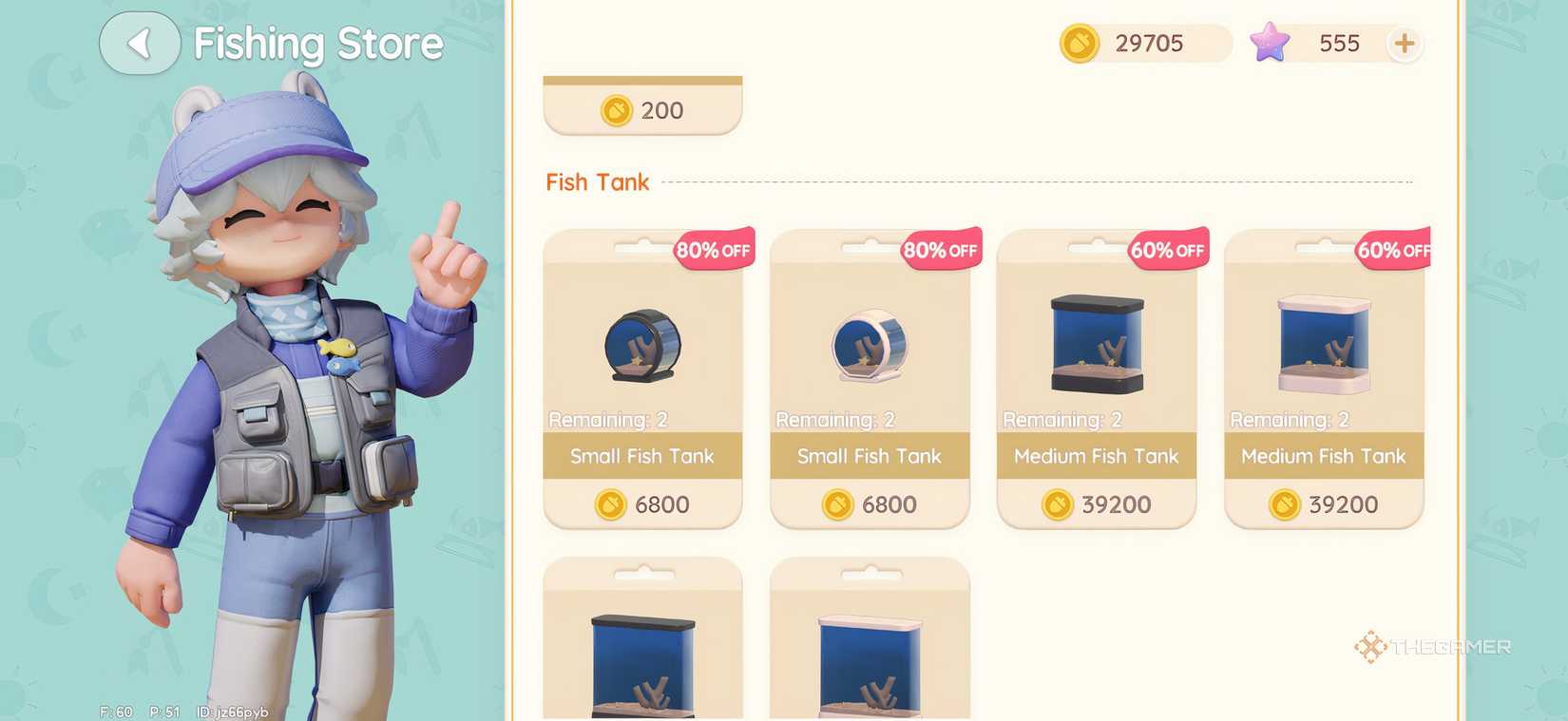 Vanya's Fishing shop menu in Heartopia.