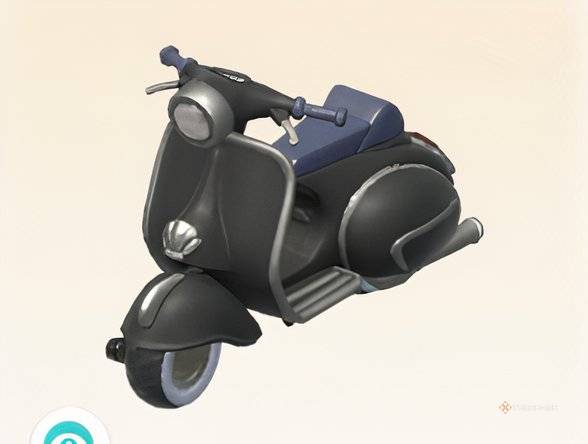 Black motorcycle vehicle in Heartopia.