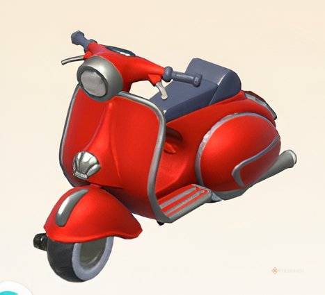 Red motorcycle vehicle in Heartopia.