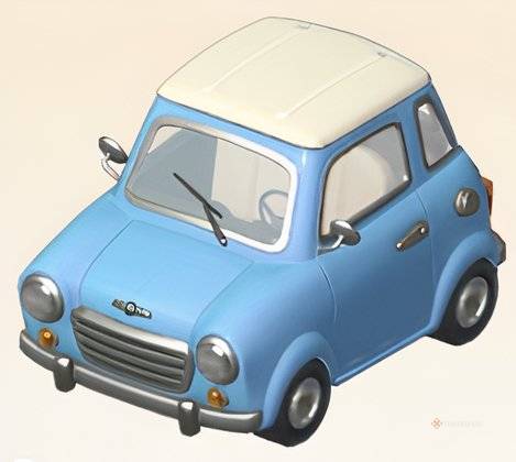 The Blue Sedan vehicle in Heartopia.