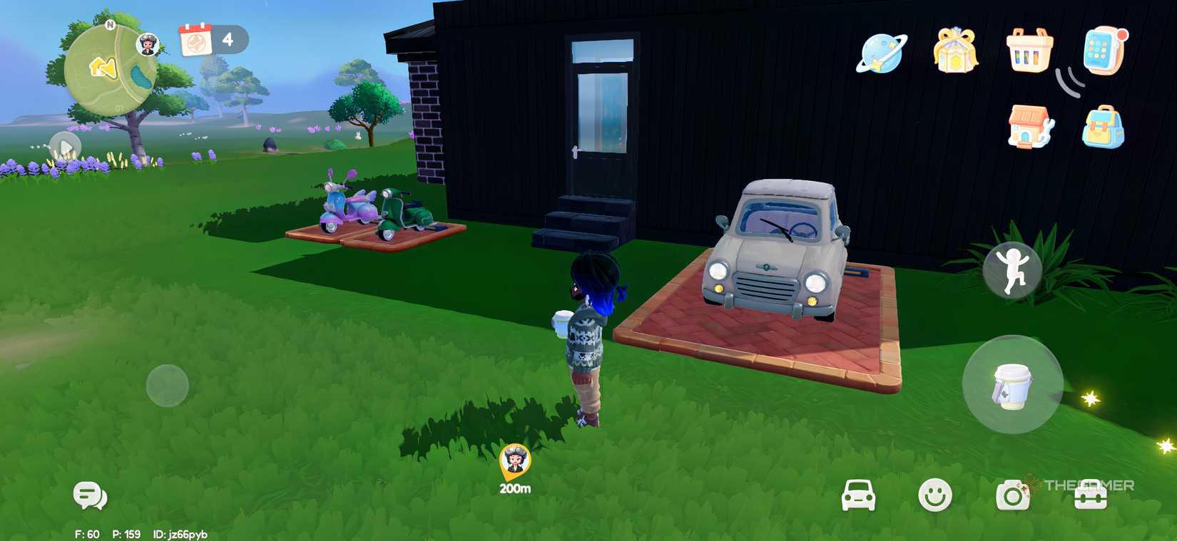 Cars sitting in parking lots in front of a house in Heartopia.