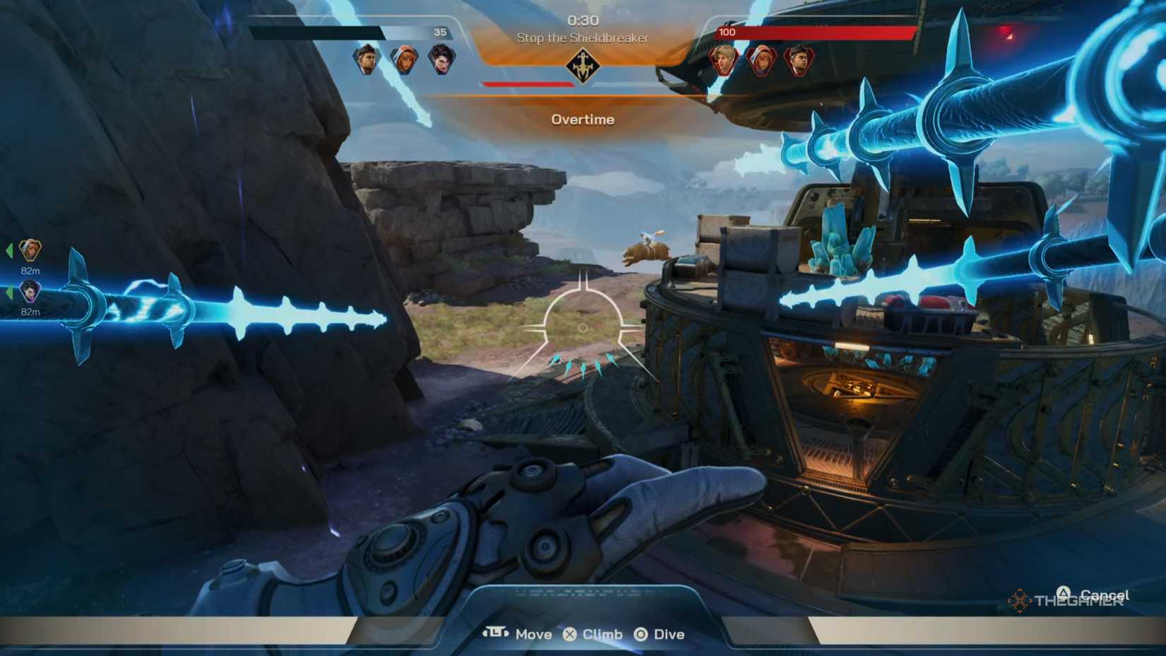 Atticus using his Powerstorm ultimate against an enemy in Highguard.