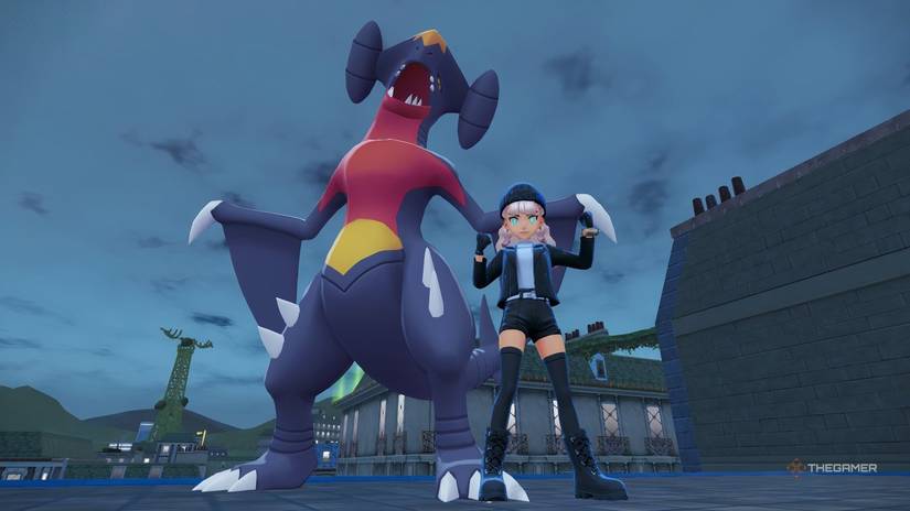 Trainers posed with Garchomp in Pokemon Legends: ZA.