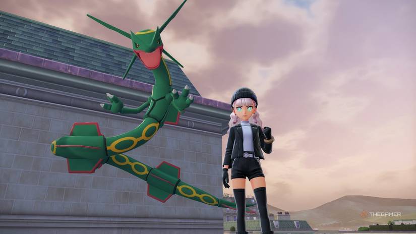 Rayquaza posed with a trainer in Pokemon Legends: ZA.