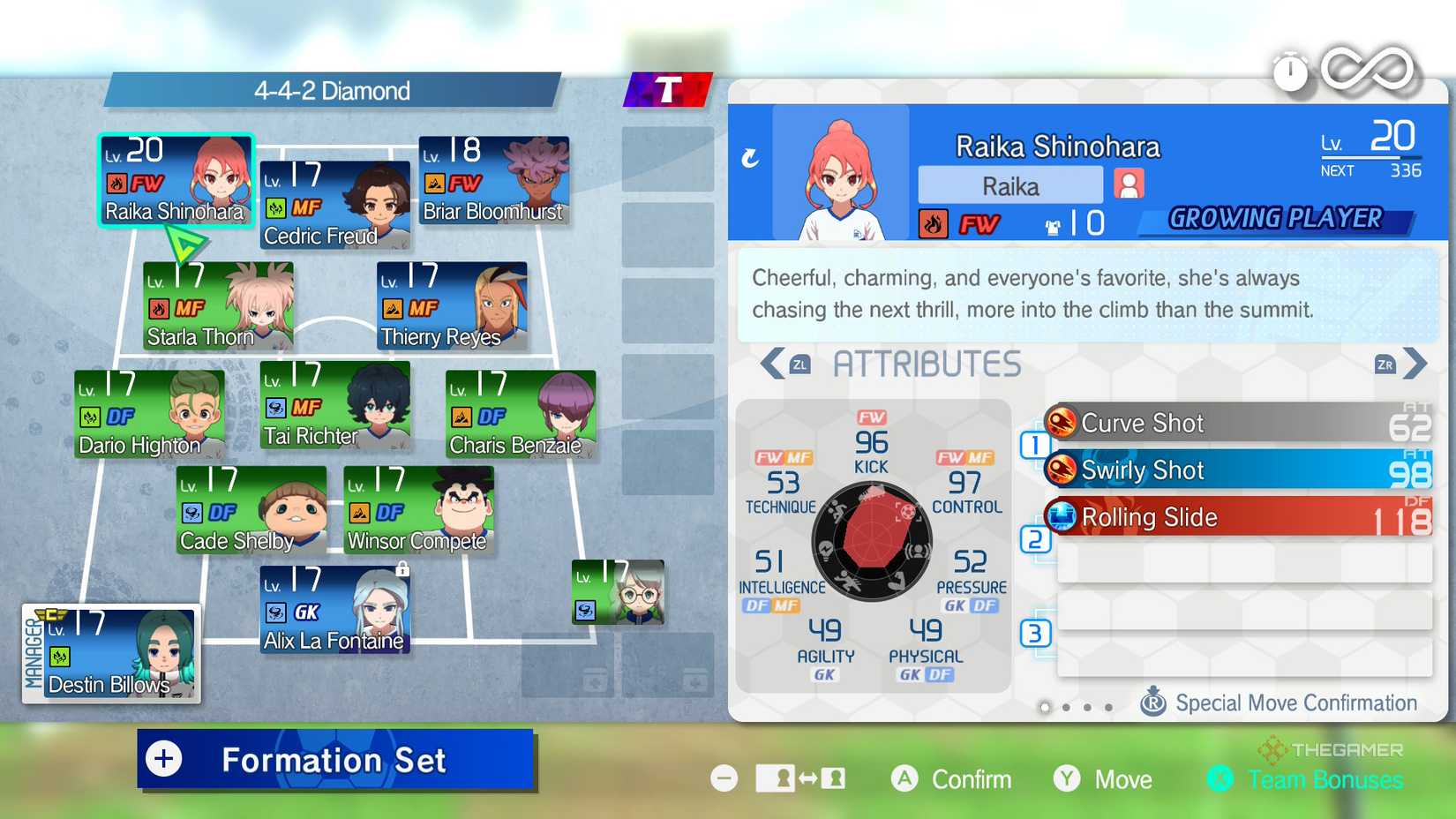 The pre-assembled sheet for the best starting team in Inazuma Eleven: Victory Road.