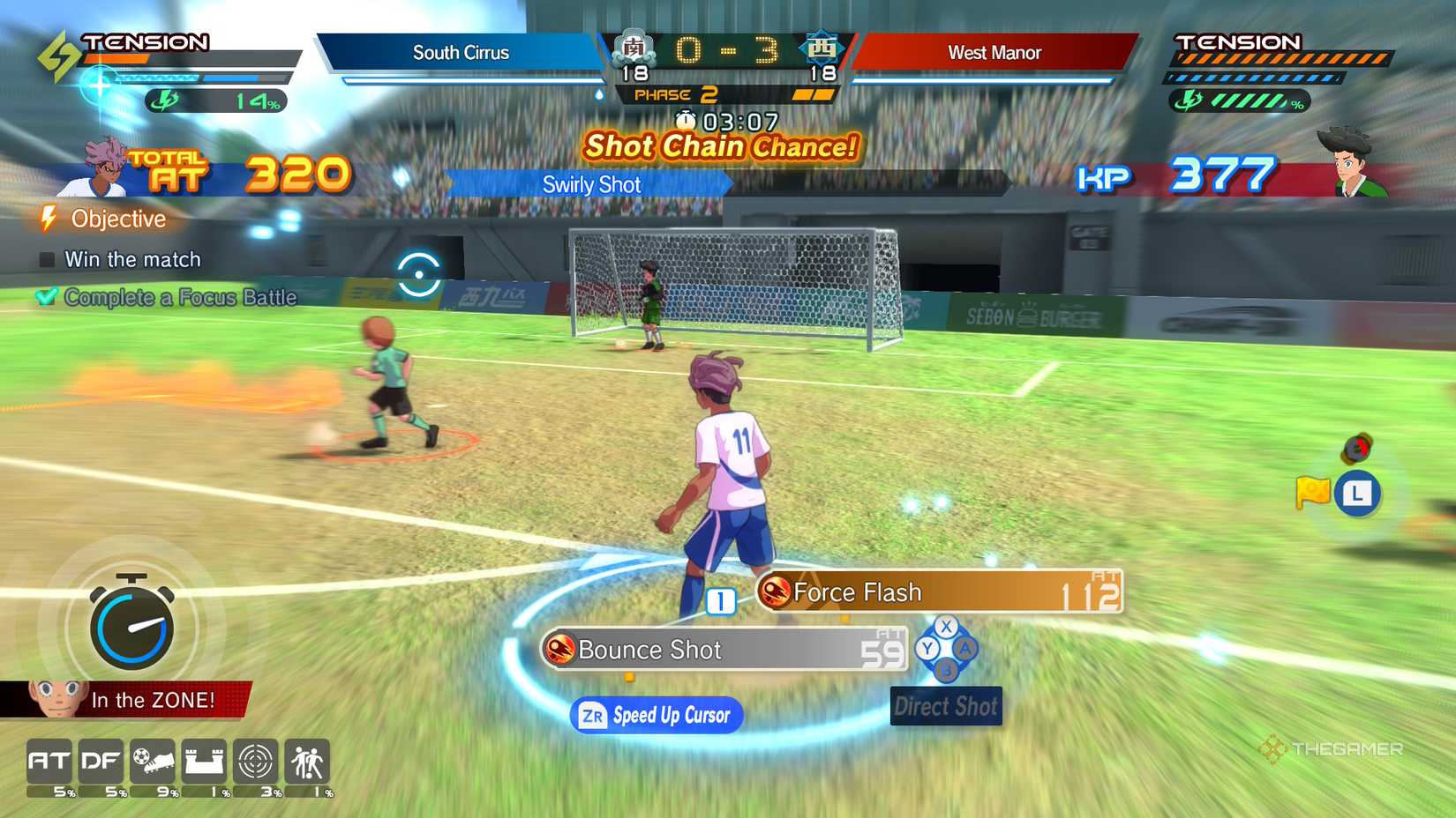 Briar prepares for Shot Chain Chance in Inazuma Eleven: Victory Road.