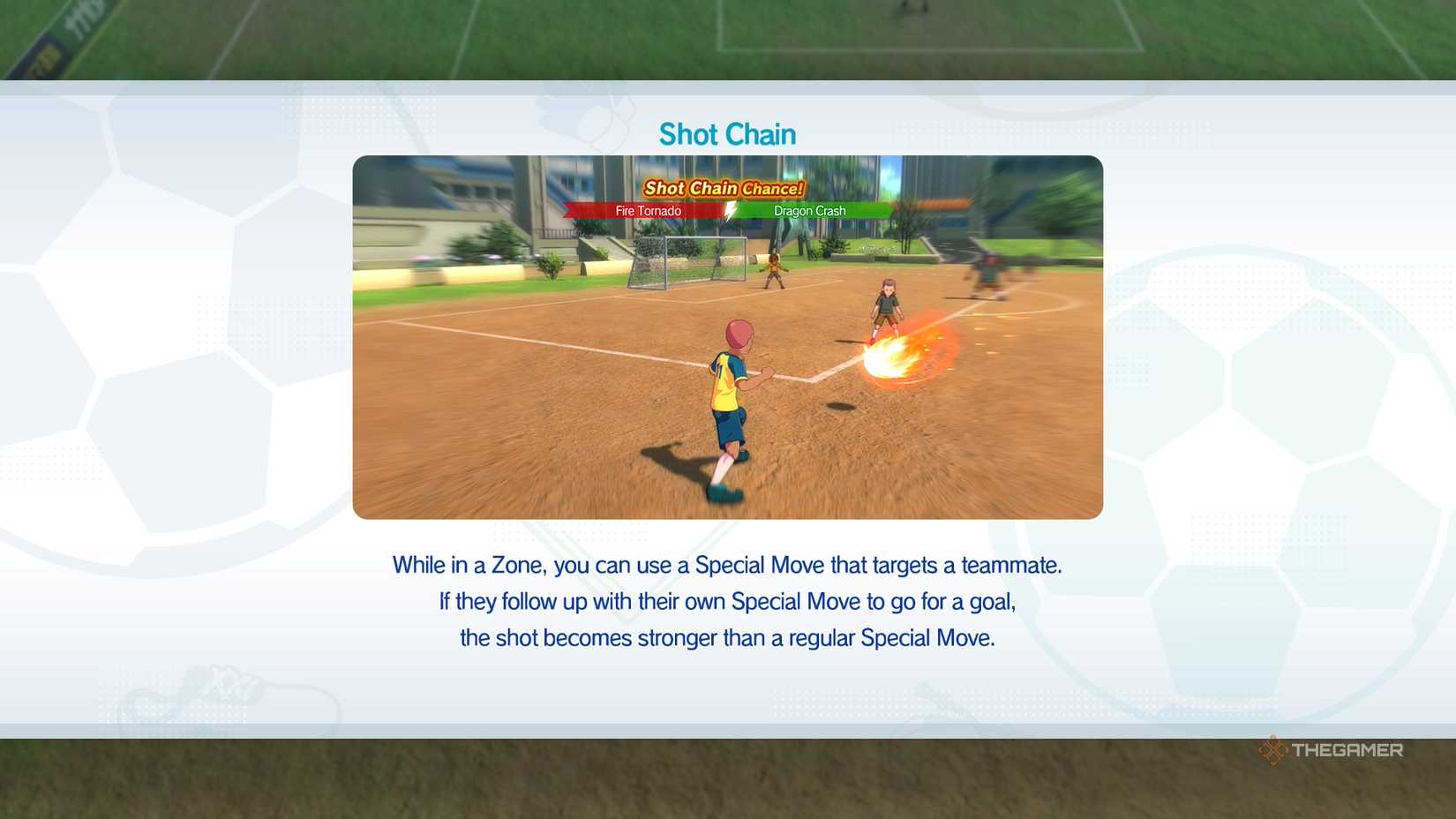 Shot Chain Tutorial Box in Inazuma Eleven: Victory Road.