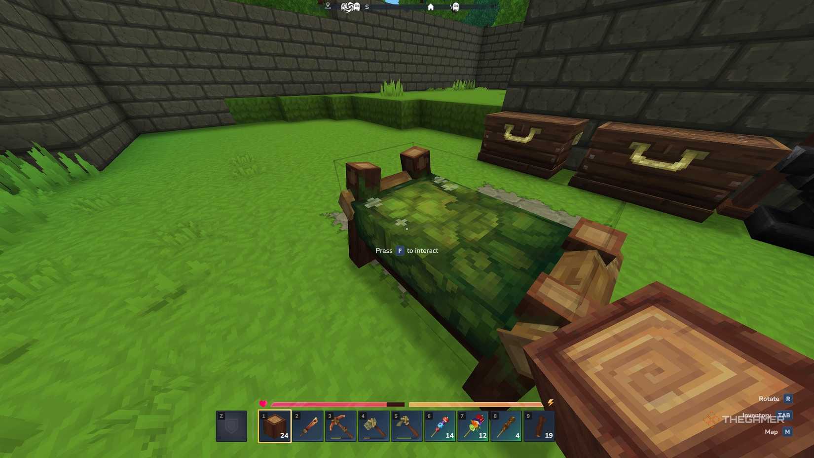 Interacting with a bed in Hytale.