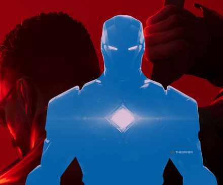 Iron Man in front of Blade video game key art