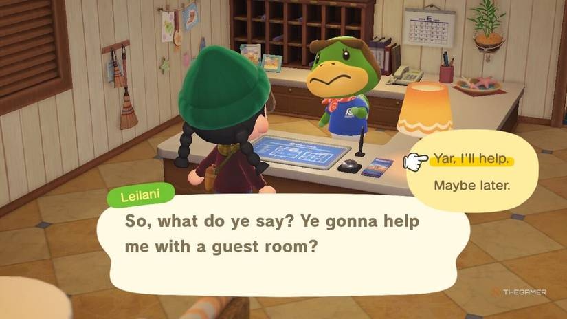 Leilani is asking for help rebuilding the Hotel Resort in Animal Crossing New Horizons in Update 3.0.