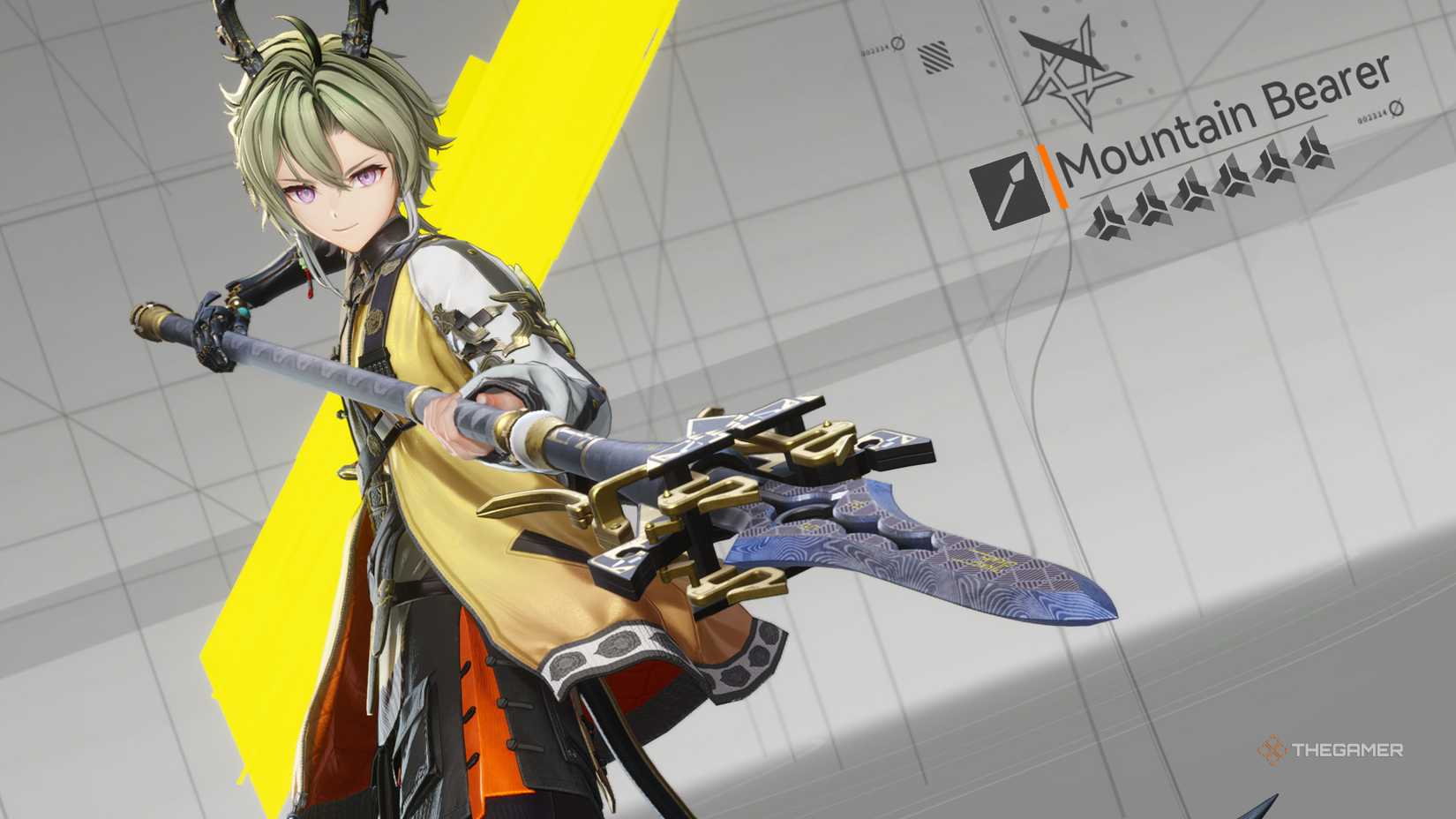 Lifeng from Arknights: Endfield holding the Mountain Bearer weapon.