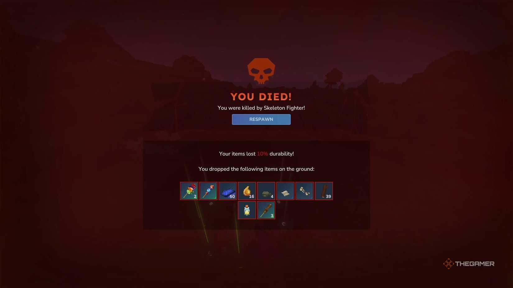 Lose items after dying during battle in Hytale.