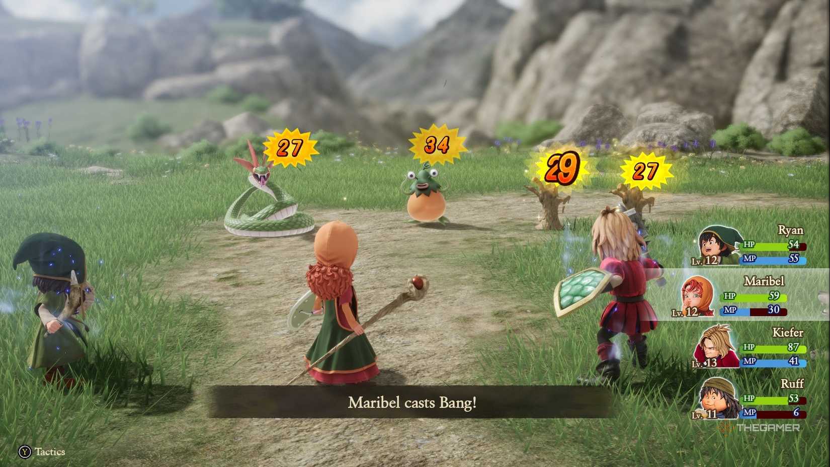 Maribel casting bang on a group of enemies in Dragon Quest 7 Reimagined.