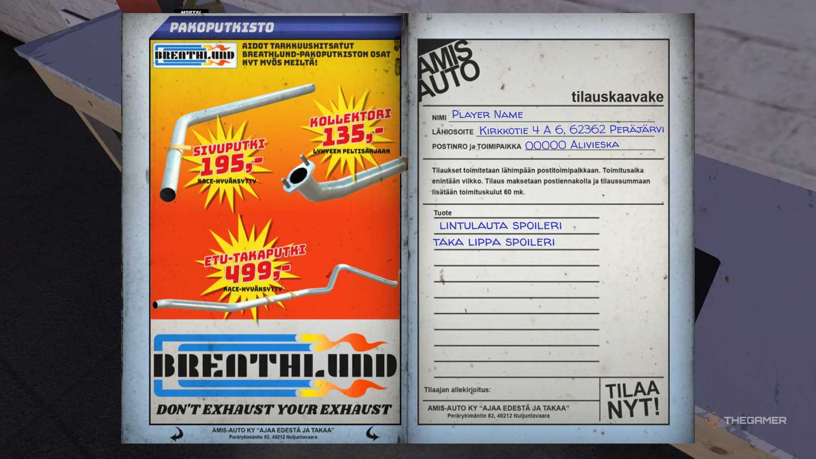 A page of the AMIS magazine showing pipes in My Winter Car.