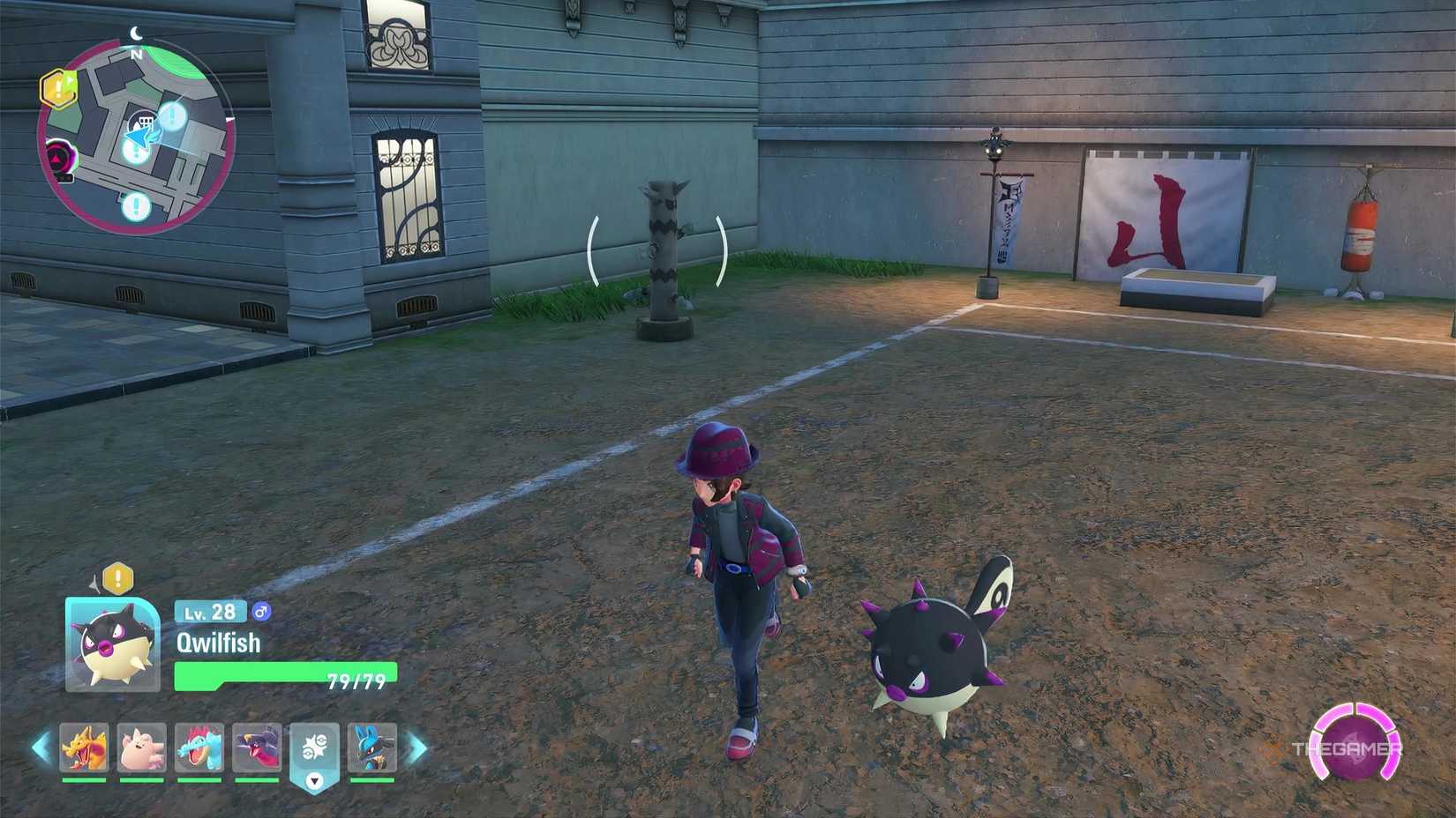 One of the Justice Dojo training mannequins in Pokemon Legends: ZA with Hisuian Qwilfish.