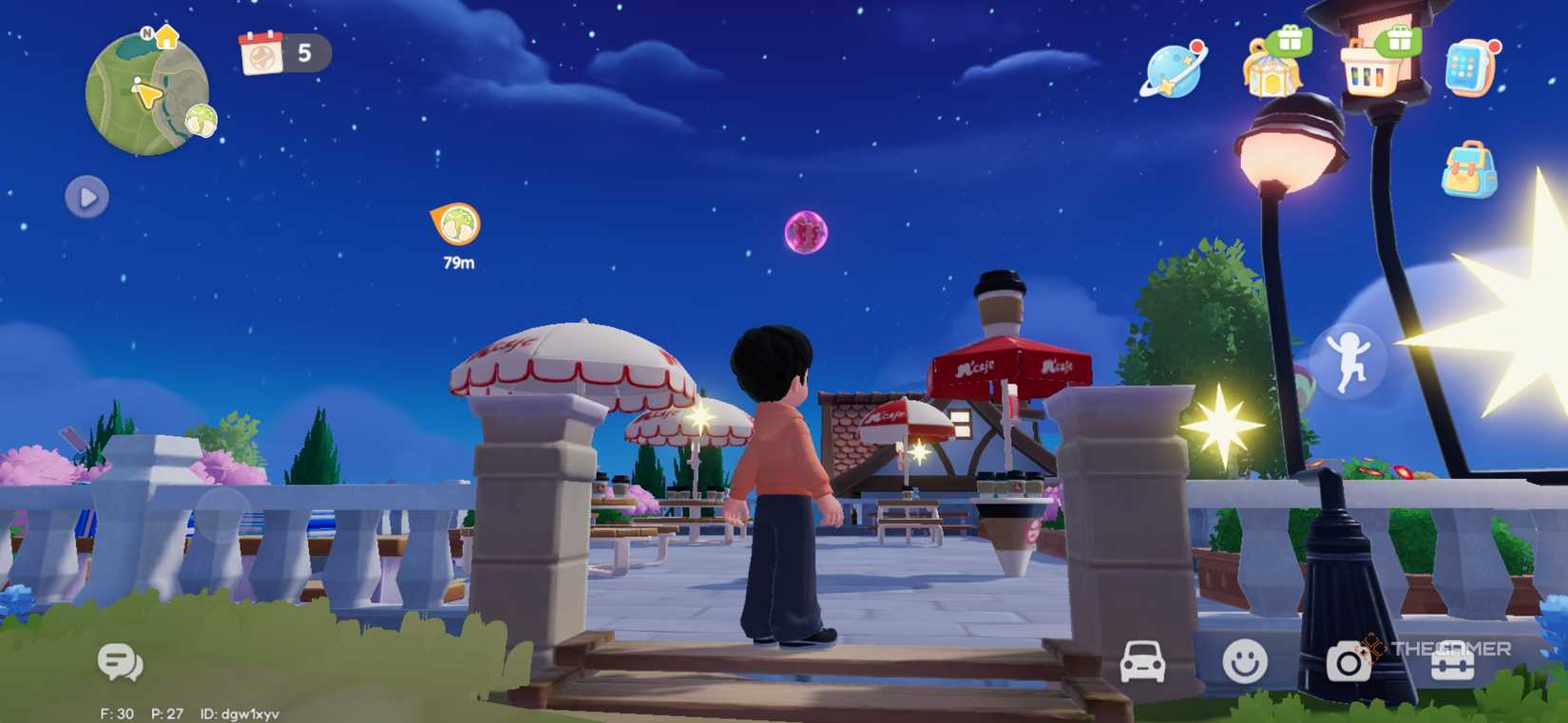 The pink bubble above the cafe in Heartopia.