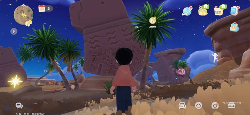 The pink bubble around the statue in Heartopia.