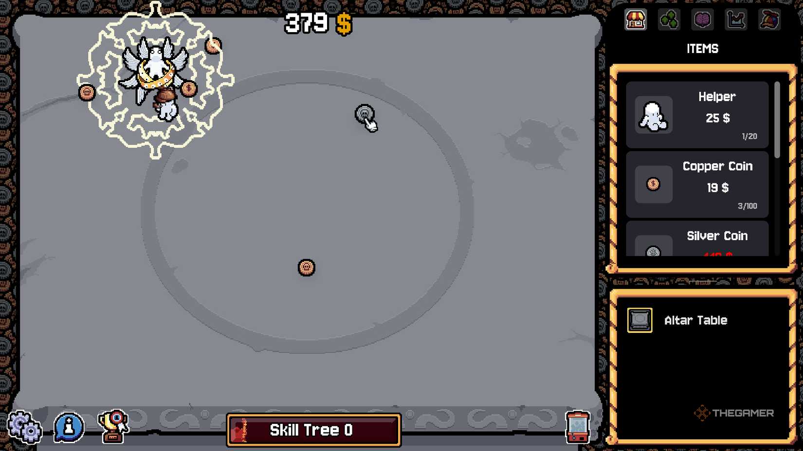 Player rolling over a silver coin on gambling table.