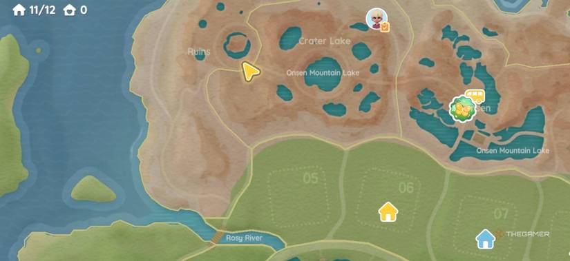 Player near the ruins on the map in Heartopia.
