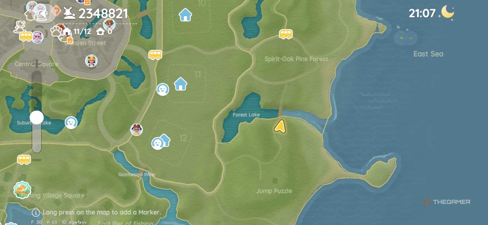 The player next to the wooden bridge by the lake in Heartopia.