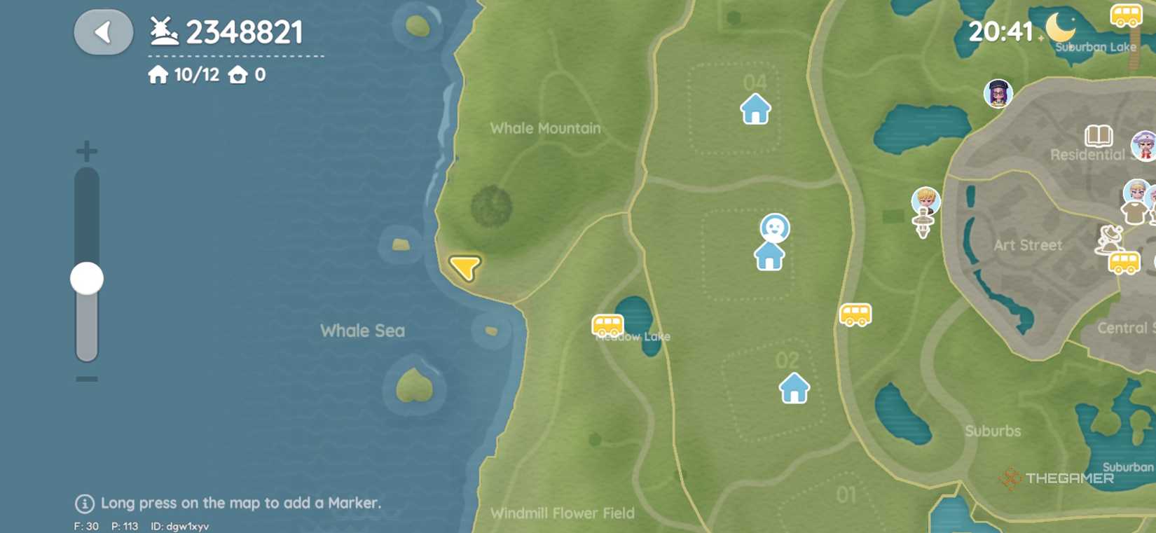 Player on the map next to the Whale Sea in Heartopia.