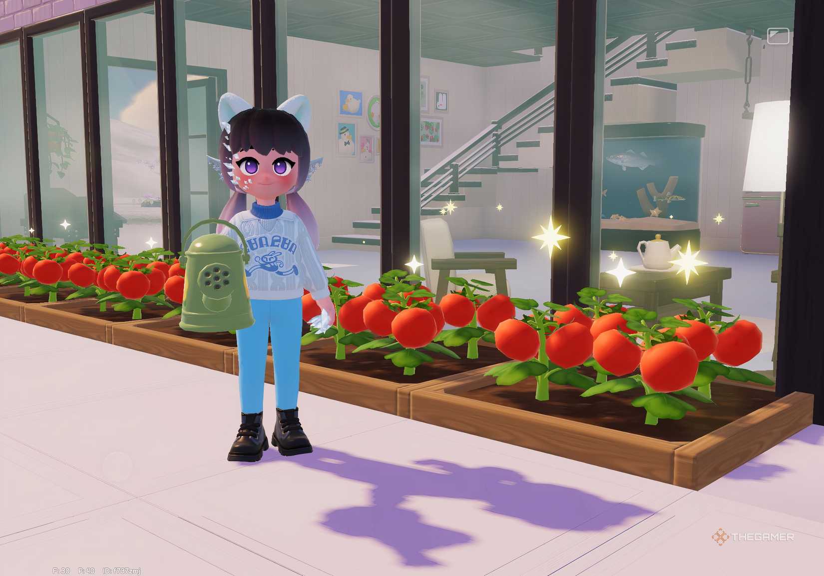 Player standing next to tomatoes in Heartopia.