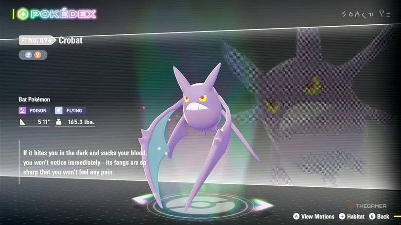 Crobat's Pokedex entry in Pokemon Legends: ZA.