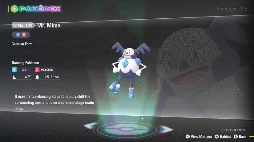 Mr. Rime's Pokedex entry in Pokemon Legends: ZA.