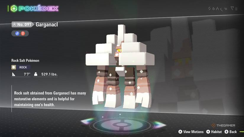 Garganacle's Pokedex Item in Pokemon Legends: ZA.