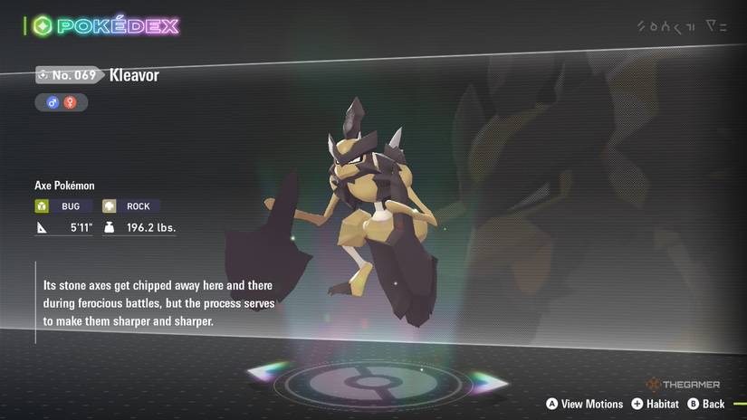 Kleavor's Pokedex entry in Pokemon Legends: Z-A.