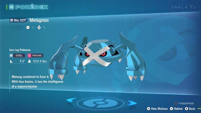 Metagross Pokedex entry in Pokemon Legends: ZA.