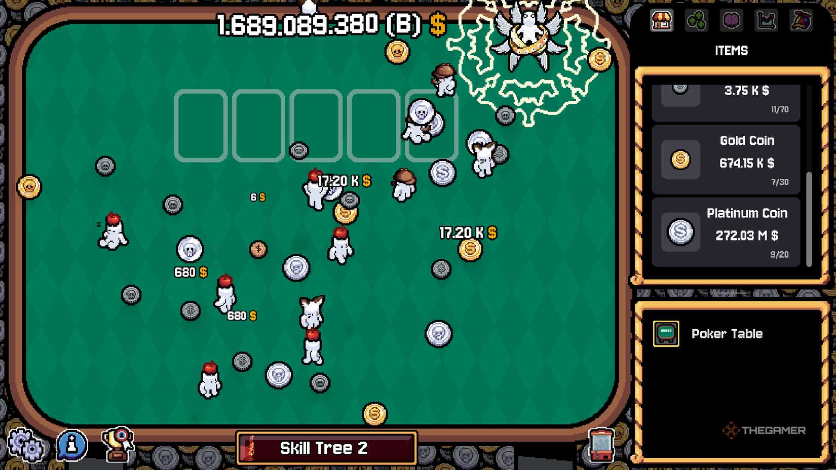 A poker table containing more than $1 billion in coin stacks made on the gambling table.