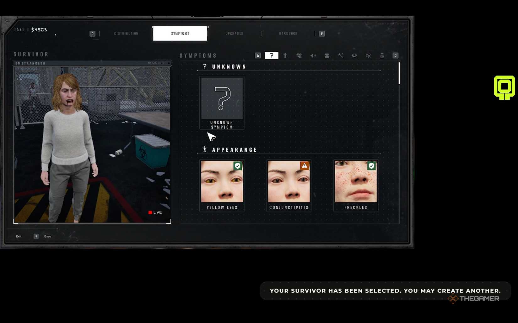 Quarantine area custom character in the game.