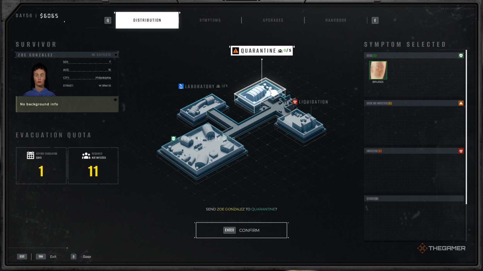 Details of survivors in the quarantine zone.