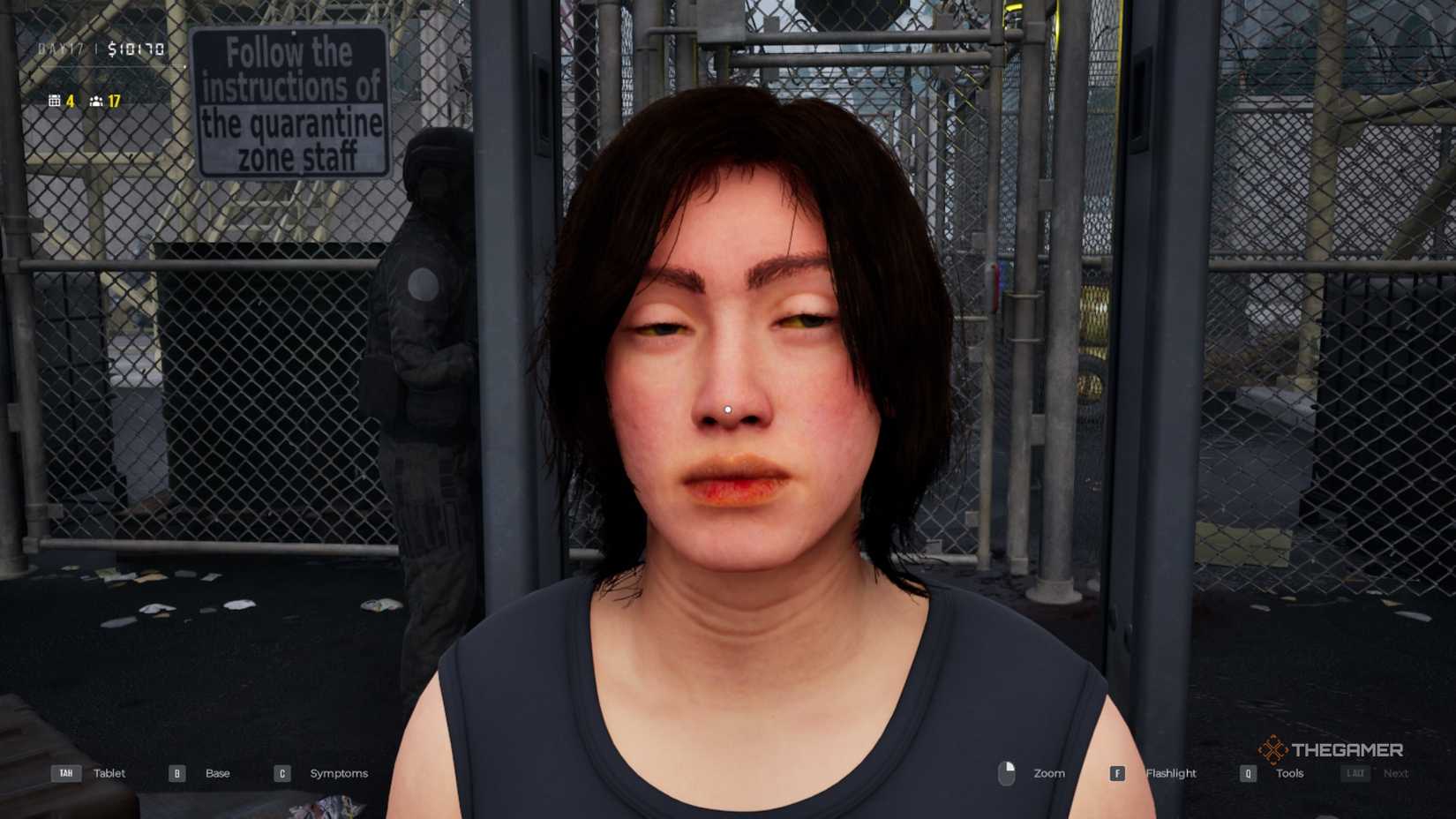 Quarantine Zone The Last Check woman with yellow eyes and mouth.