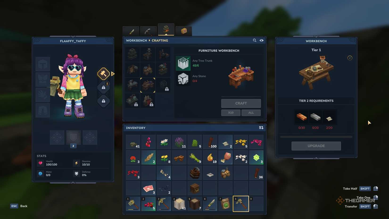 Recipe for a furniture workbench in Hytale.