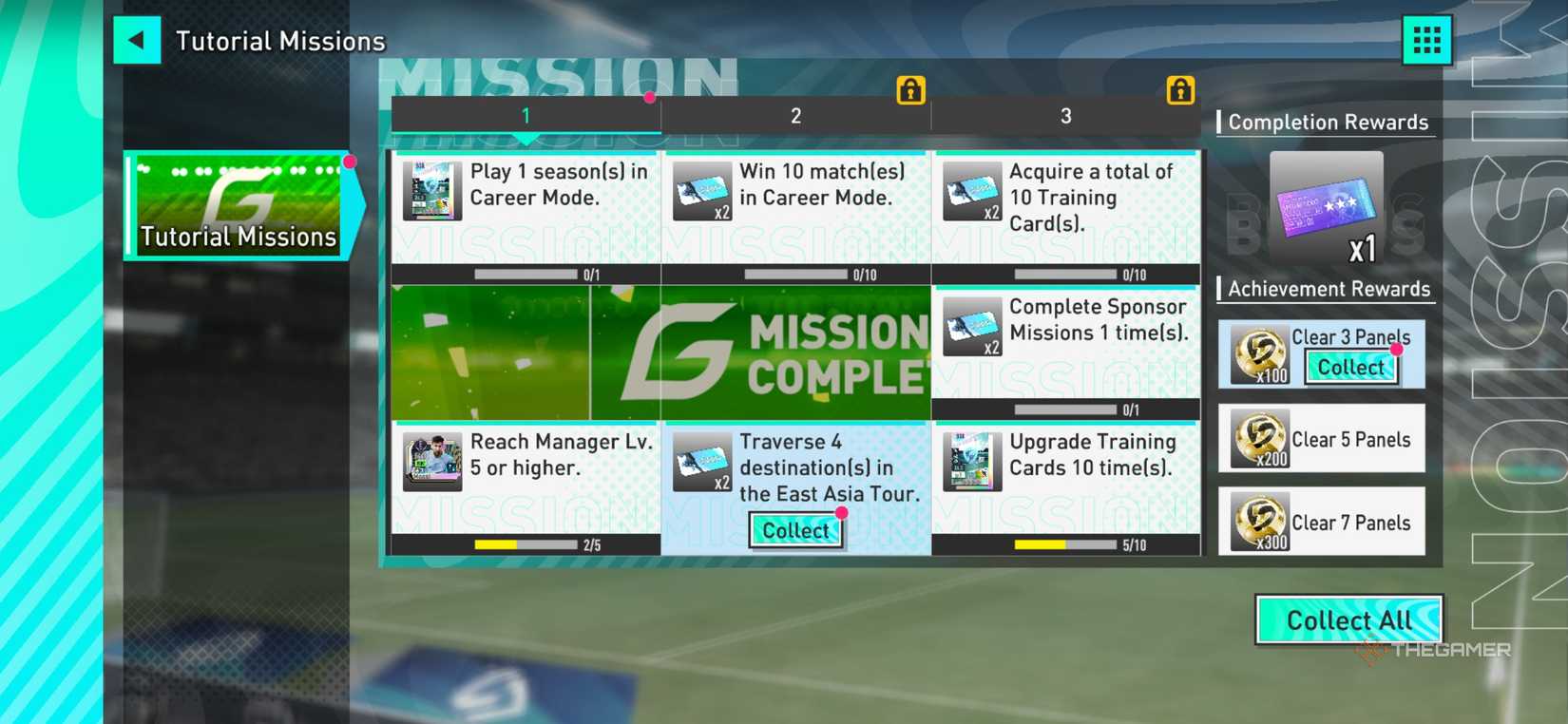 A board of Manager Missions in Sega Football Club Champions.