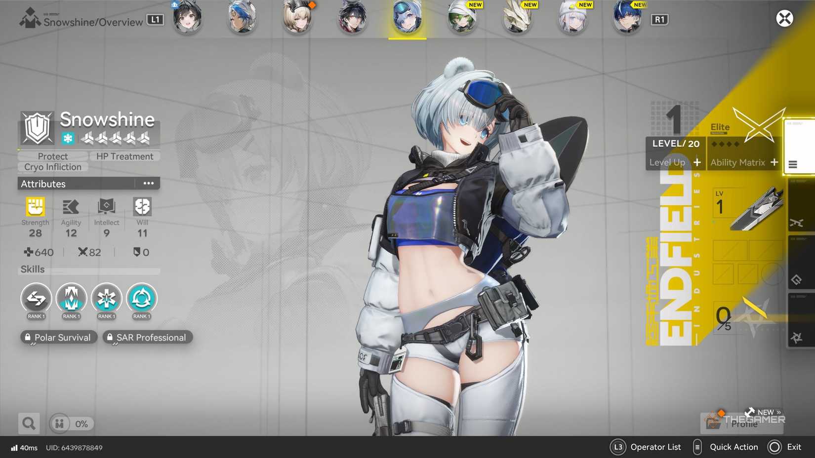 Snowshine overview in Arknights Endfield.