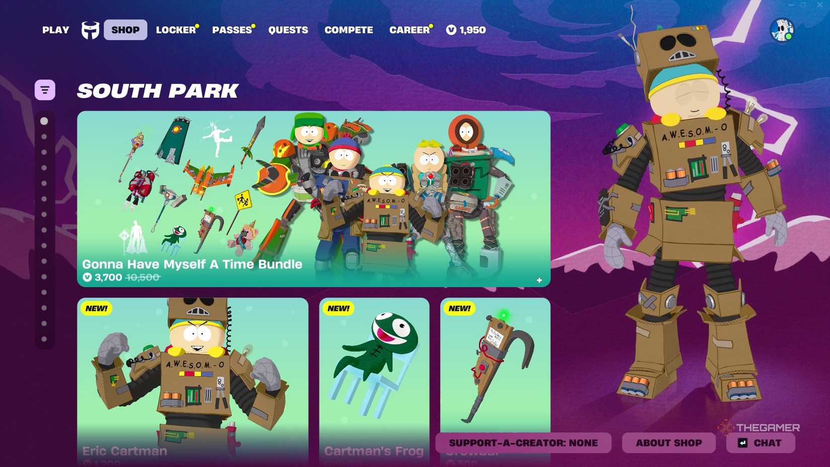 South Park items in the store in Fortnite.