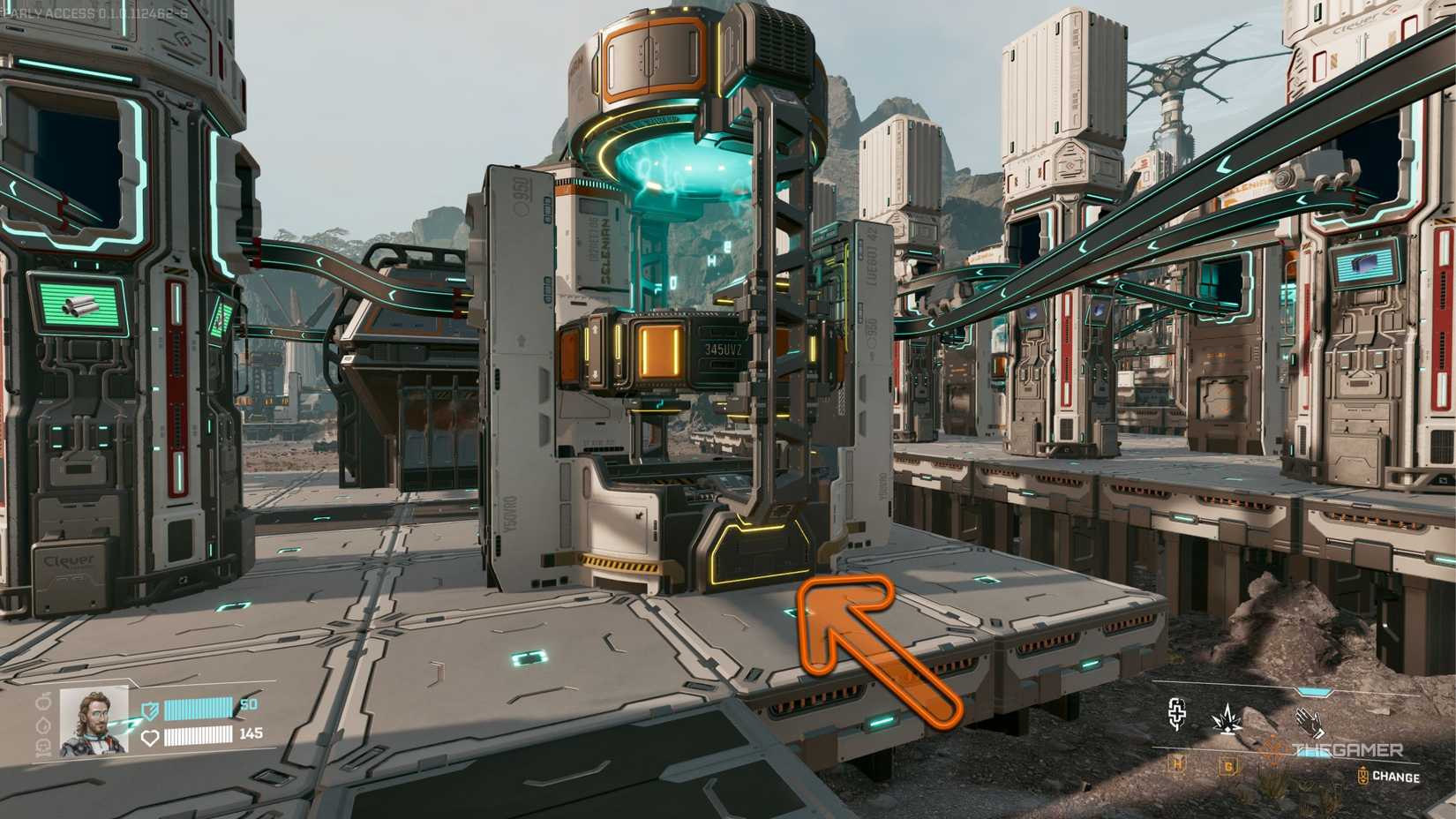 StarRupture building with yellow flashing light.