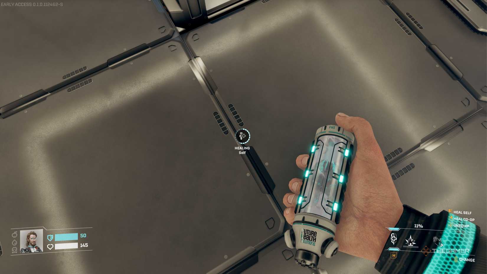 StarRupture healing self with a medtool.