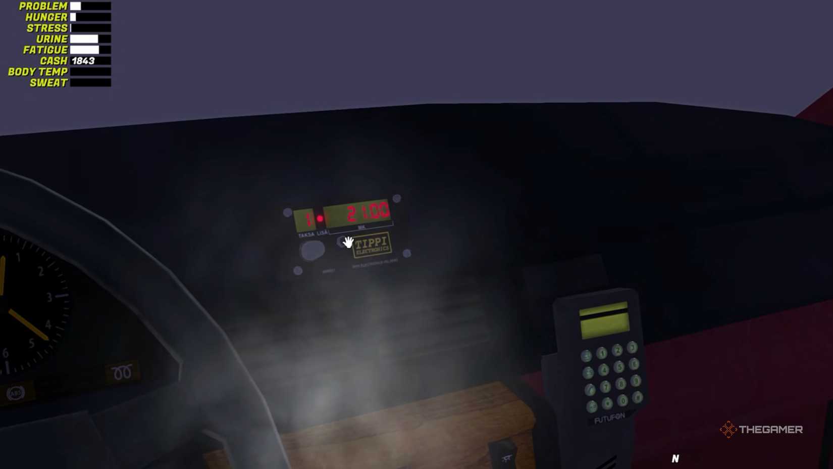 Inside the Taxi Driver's car in My Winter Car.