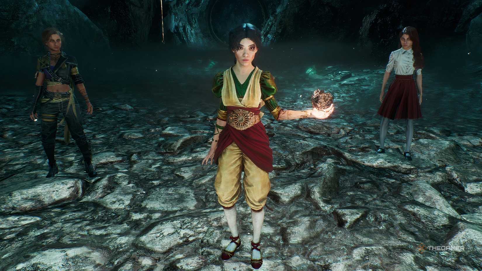 The best Clair Obscur: Expedition 33 party formation of Lune, Sciel, and Maellle.