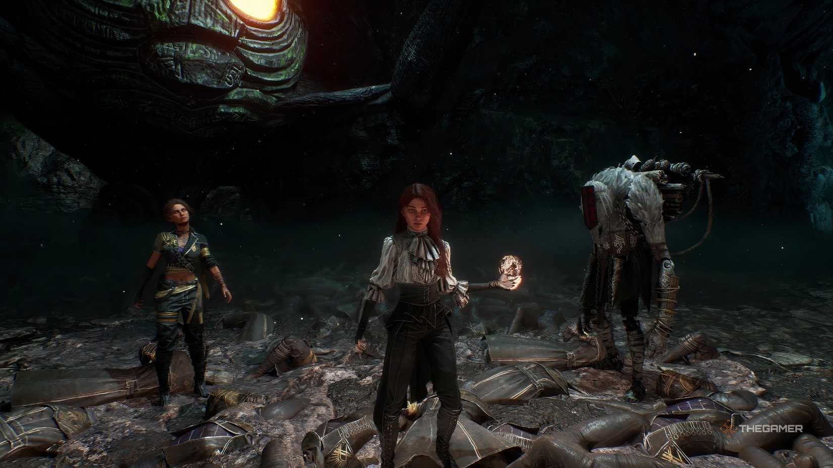 The Clair Obscur: Expedition 33 party formation of Sciel, Maelle, and Monoco.