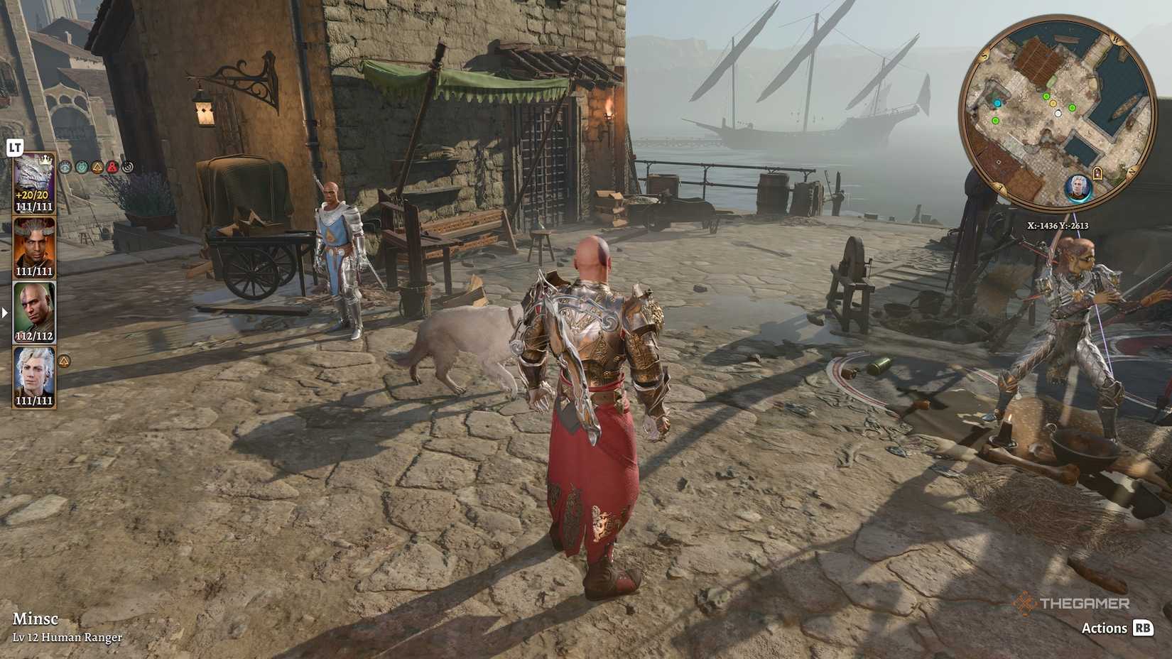 The Crossbow of Arcane Force on the back of Minsc in Baldur's Gate 3.