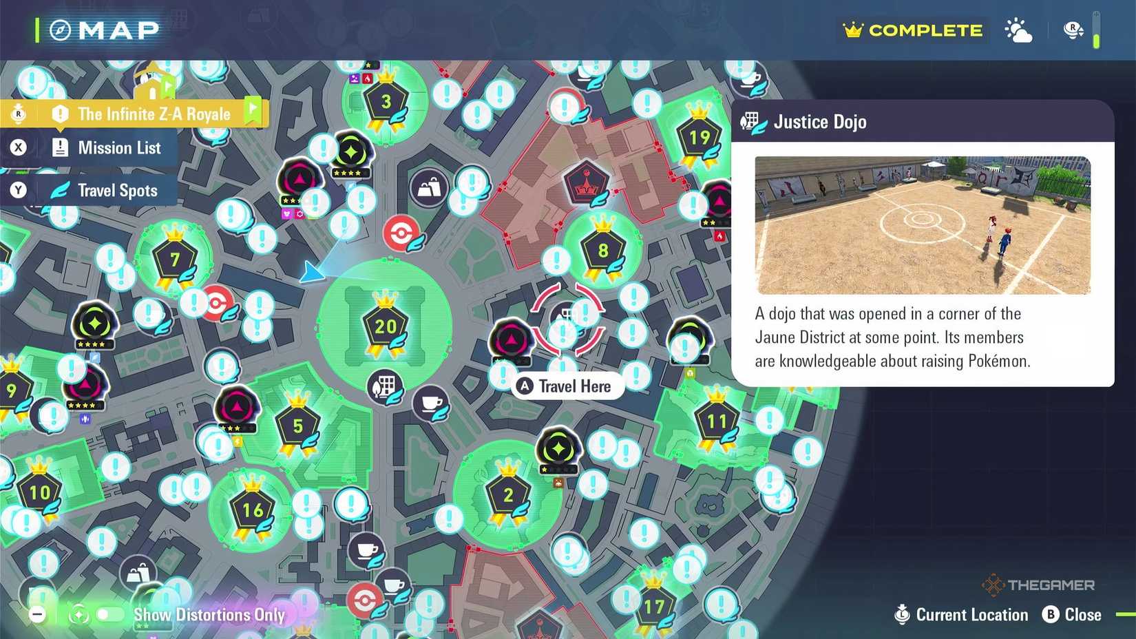 Justice Dojo map location in Pokemon Legends: ZA.