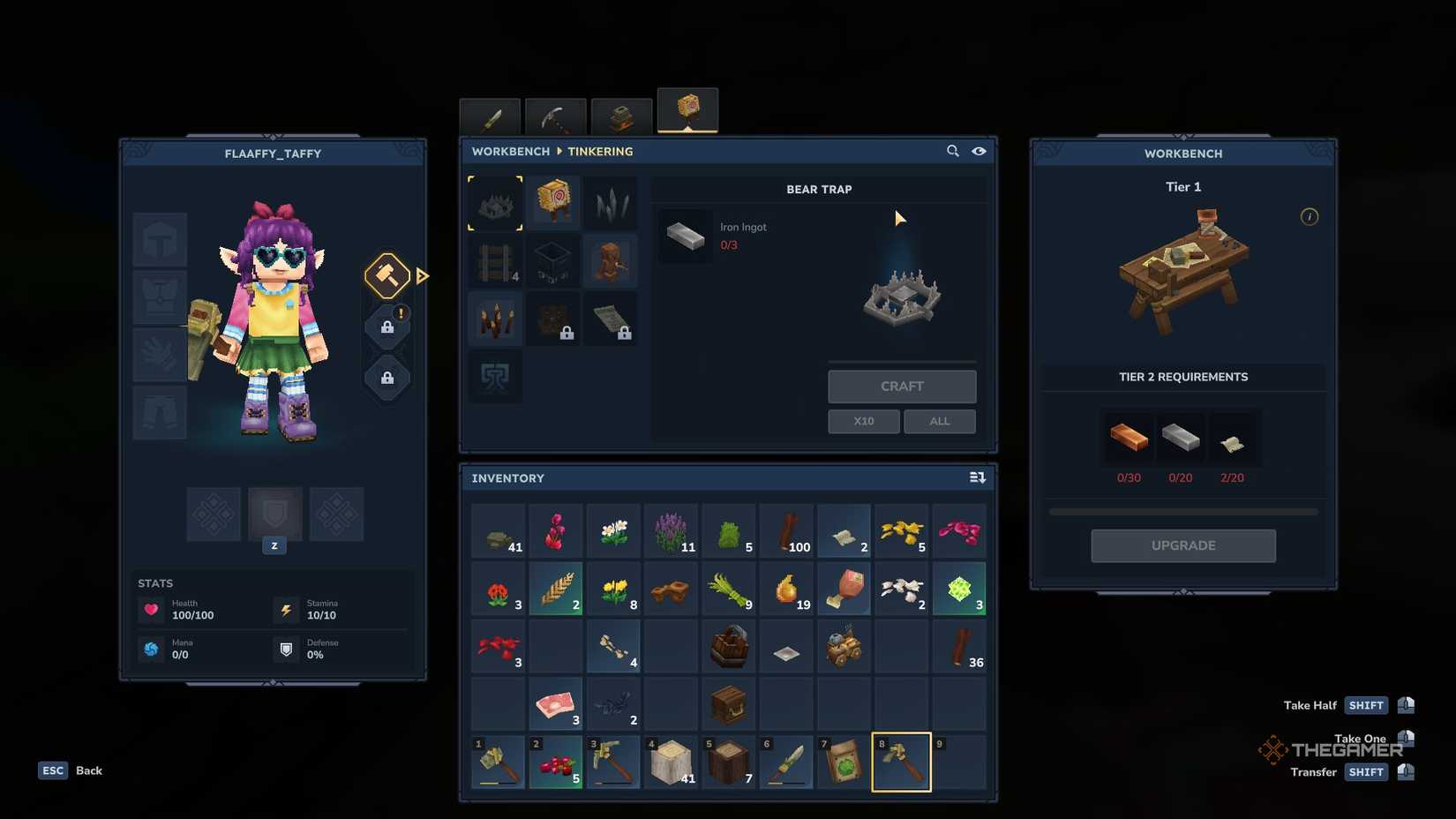 The recipe for a Bear Trap in the Tinkering Crafting menu in Hytale.-1